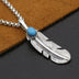 Sterling Silver Turquoise Feather Pendant Necklace