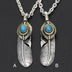 Men's Sterling Silver Turquoise Feather Pendant Necklace