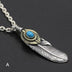 Men's Sterling Silver Turquoise Feather Pendant Necklace