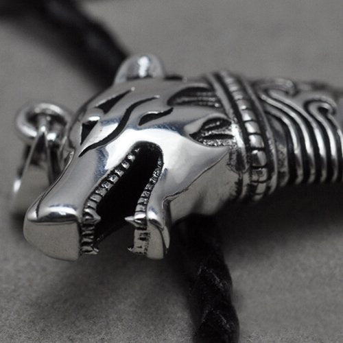 Men's Sterling Silver Wolf Head Pendant Necklace