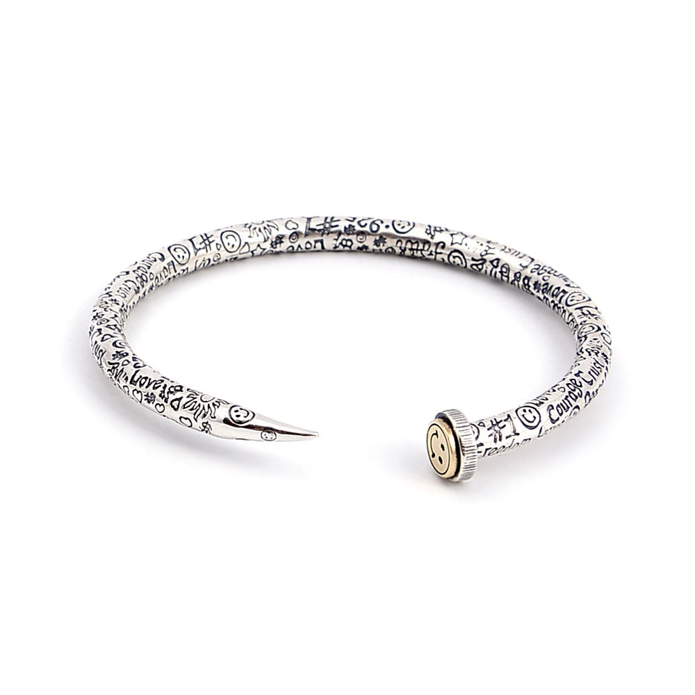 Sterling Silver Doodles Nail Cuff Bracelet