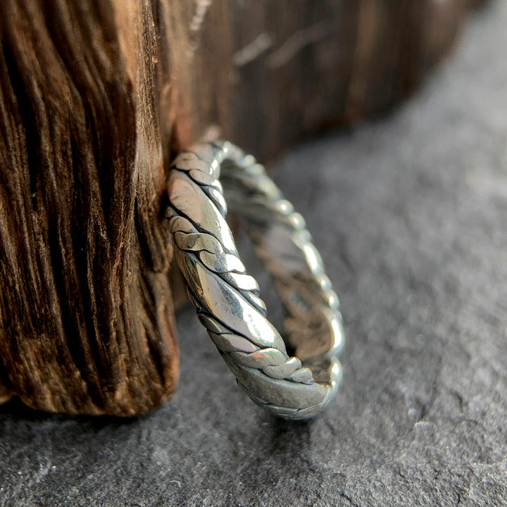 Sterling Silver Slim Braided Pinky Ring