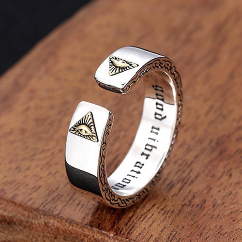 Sterling Silver All-Seeing Eyes Wrap Ring