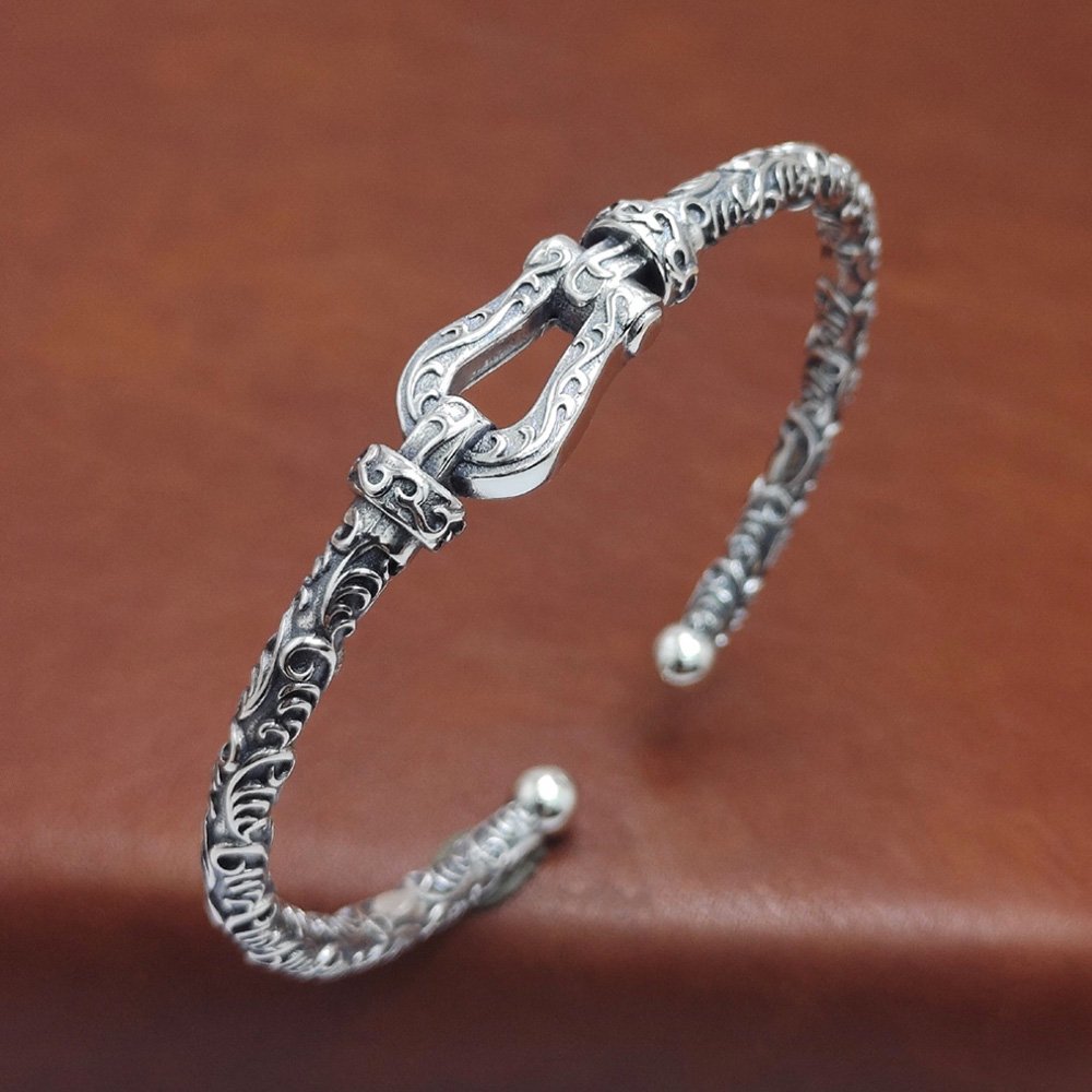 Sterling Silver Belt Buckle Cuff Bracelet