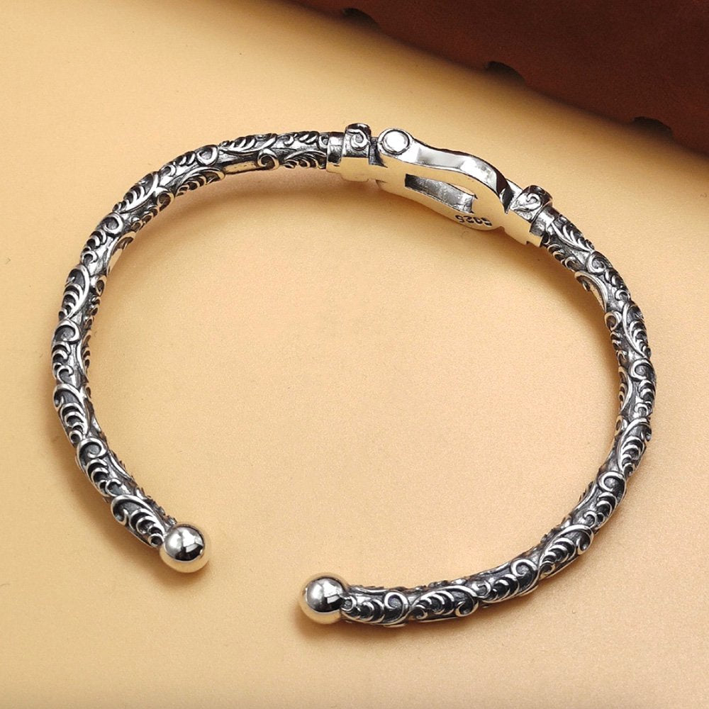 Sterling Silver Belt Buckle Cuff Bracelet