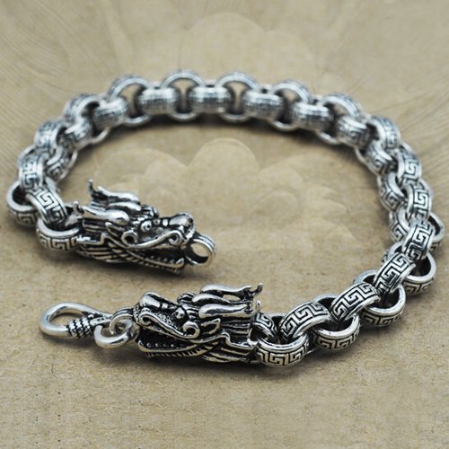 Sterling Silver Bold Rolo Chain Bracelet for Men