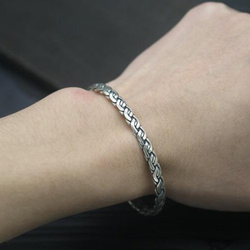 Sterling Silver Staggered Weave Cuff Bracelet