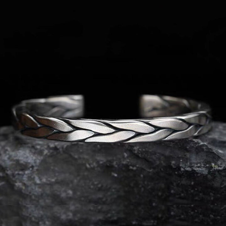 Sterling Silver Braided Cuff Bracelet for Men