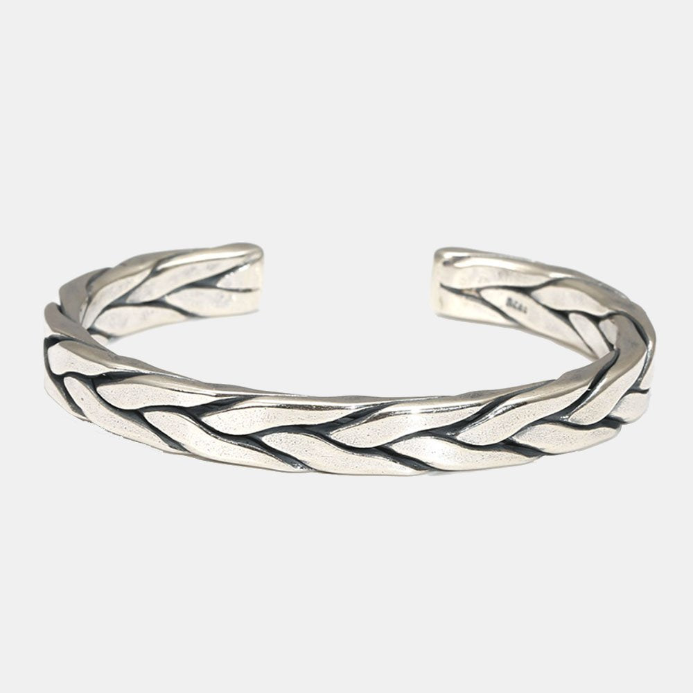 Sterling Silver Braided Cuff Bracelet for Men