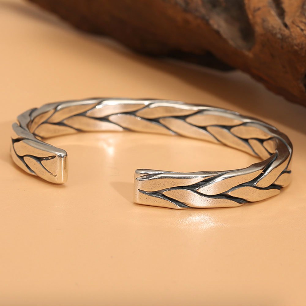 Sterling Silver Braided Cuff Bracelet for Men