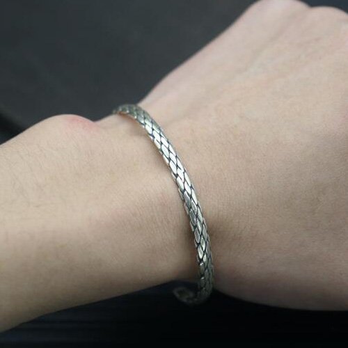 Sterling Silver Braided Slim Cuff Bracelet