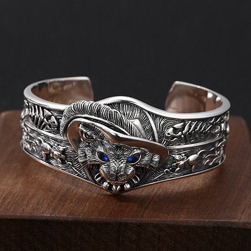 Sterling Silver Cat Cuff Bracelet