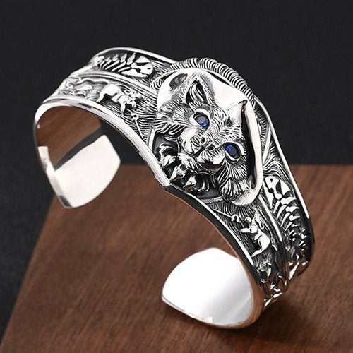 Sterling Silver Cat Cuff Bracelet