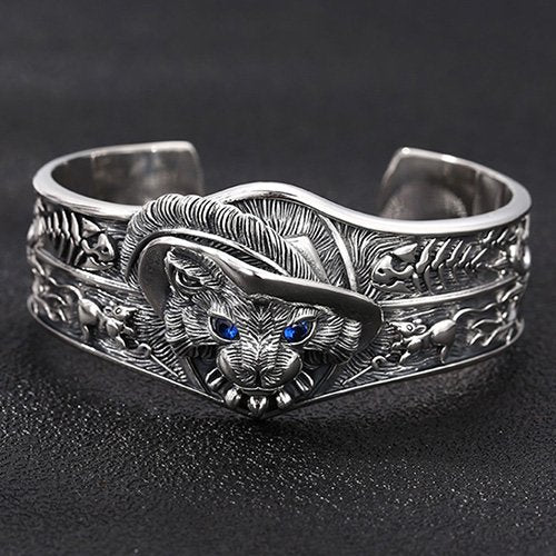 Sterling Silver Cat Cuff Bracelet