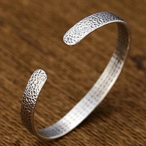 Fine Silver Cloud and Scriptures Cuff Bracelet