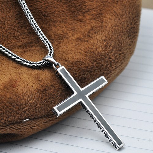 Men's Sterling Silver Cross Pendant Necklace