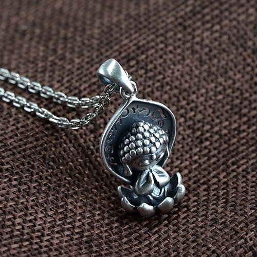 Sterling Silver Cute Buddha Necklace