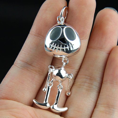 Sterling Silver Cute Skull Necklace