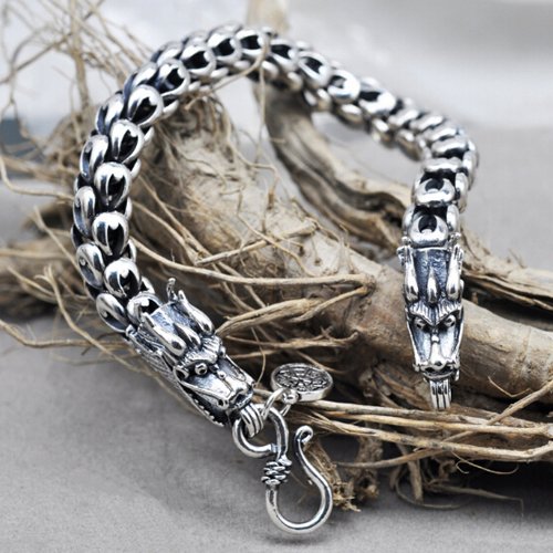 Men's Sterling Silver Dragon Bracelet