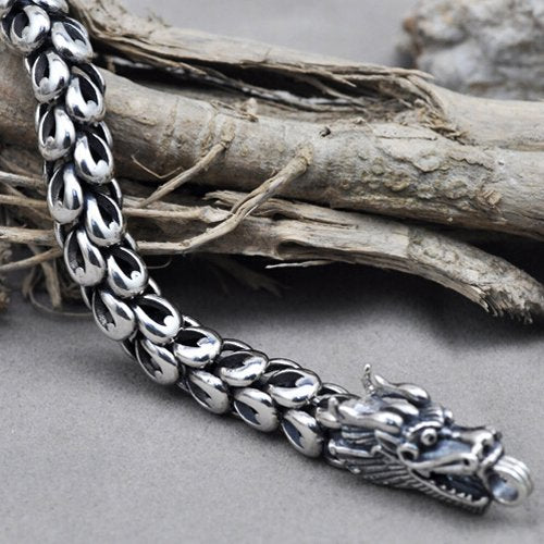 Men's Sterling Silver Dragon Bracelet