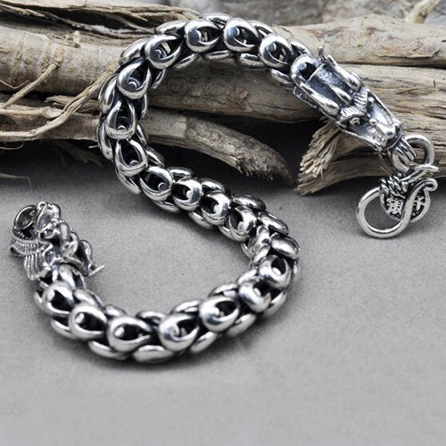 Men's Sterling Silver Dragon Bracelet