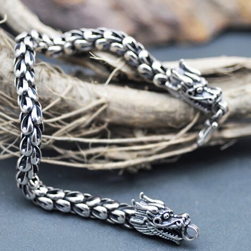 Men's Sterling Silver Dragon Bracelet