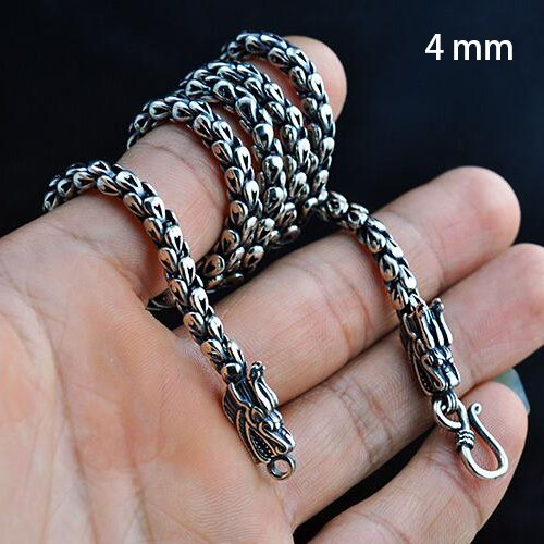 5-8 mm Sterling Silver Dragon Chain for Men 18"-24"