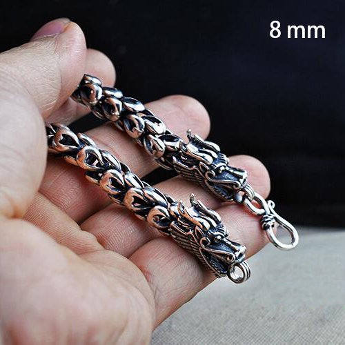 5-8 mm Sterling Silver Dragon Chain for Men 18"-24"