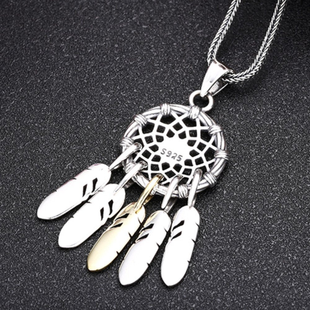 Sterling Silver Dreamcatcher Pendant Necklace