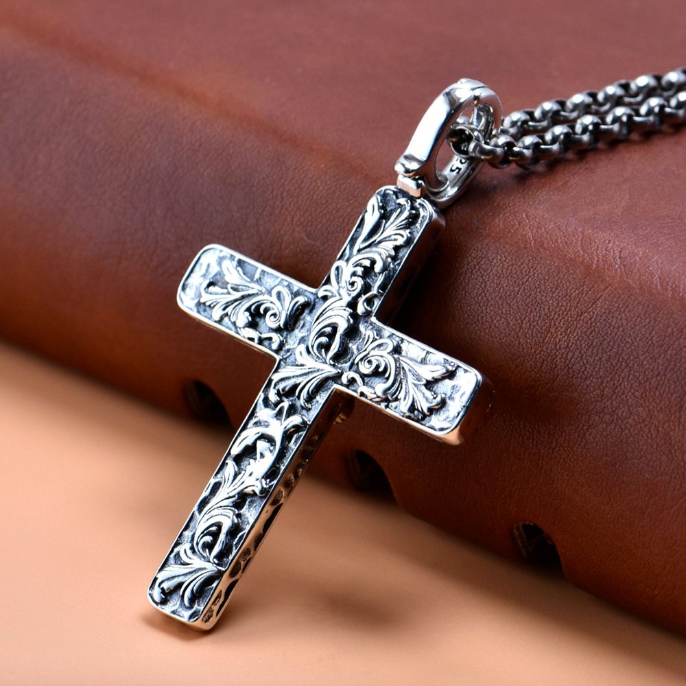 Men's Sterling Silver Eagle Cross Necklace