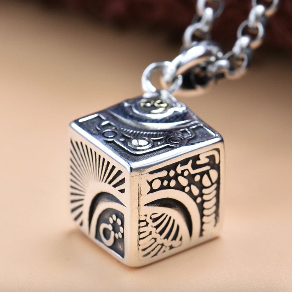 Sterling Silver Eye of Horus Dice Necklace