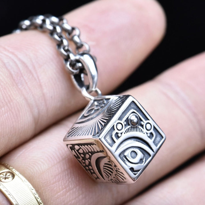 Sterling Silver Eye of Horus Dice Necklace