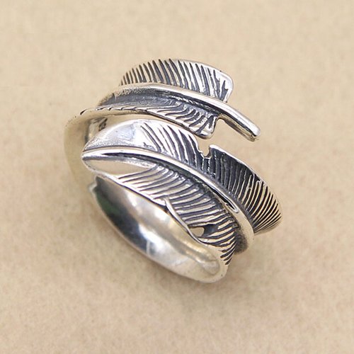 Sterling Silver Feather Ring for Men