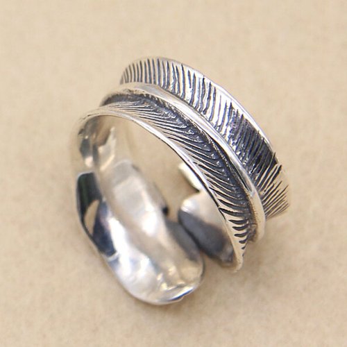 Sterling Silver Feather Ring for Men