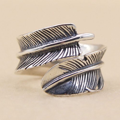 Sterling Silver Feather Ring for Men