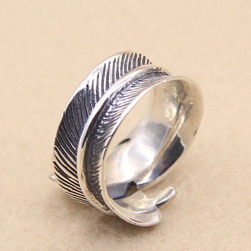 Sterling Silver Feather Ring for Men