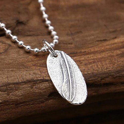 Sterling Silver Feather Tag Necklace