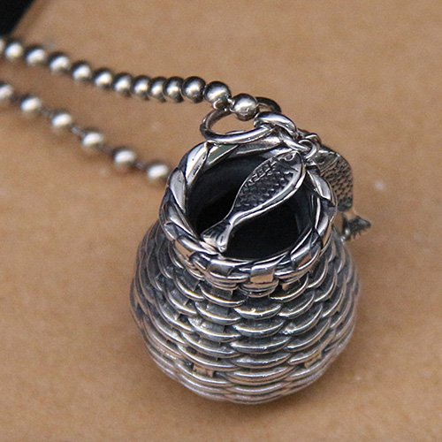 Sterling Silver Fish Basket Necklace