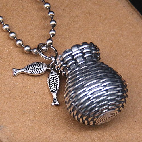 Sterling Silver Fish Basket Necklace