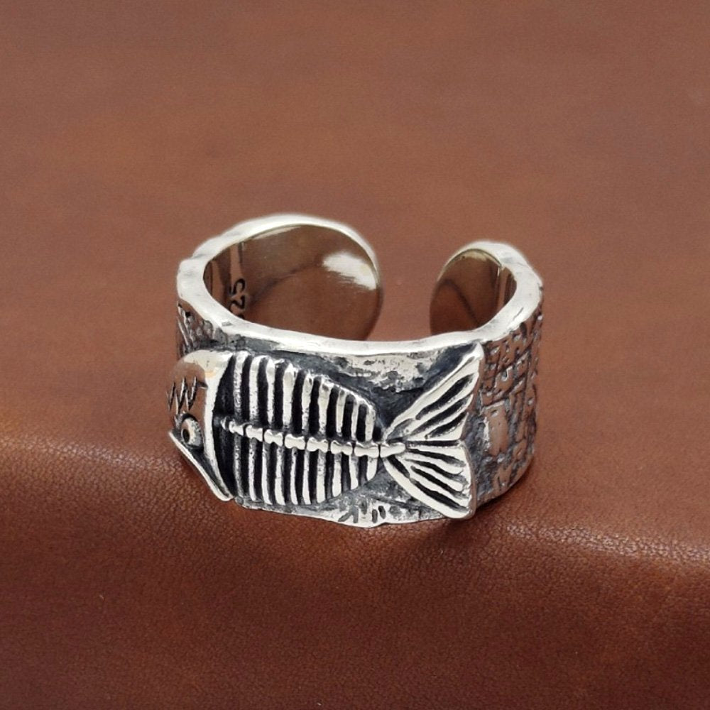 Sterling Silver Fish Bone Ring