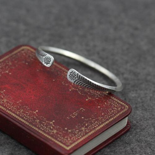 Sterling Silver Fish Pattern Cuff Bracelet