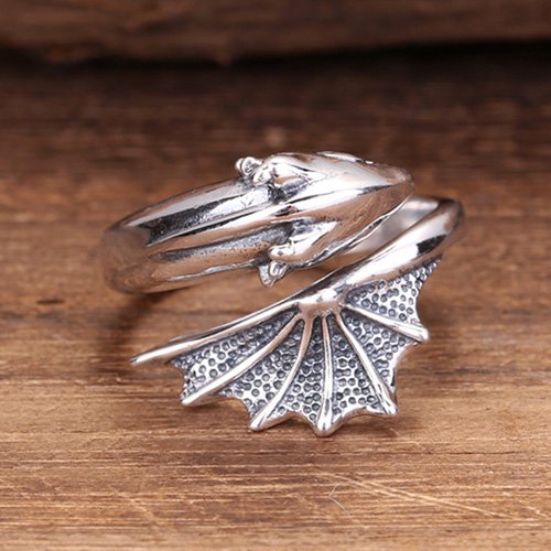 Sterling Silver Flying Dragon Ring - Jewelry1000.com