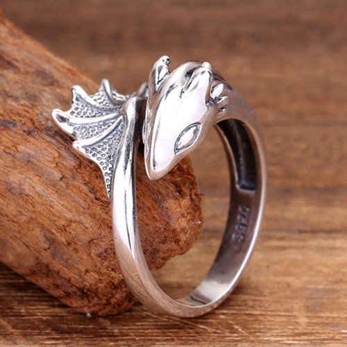 Sterling Silver Flying Dragon Ring