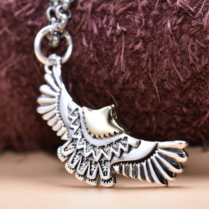 Sterling Silver Flying Eagle Pendant Necklace