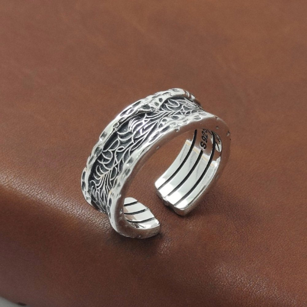 Sterling Silver Ivy Pattern Wrap Ring