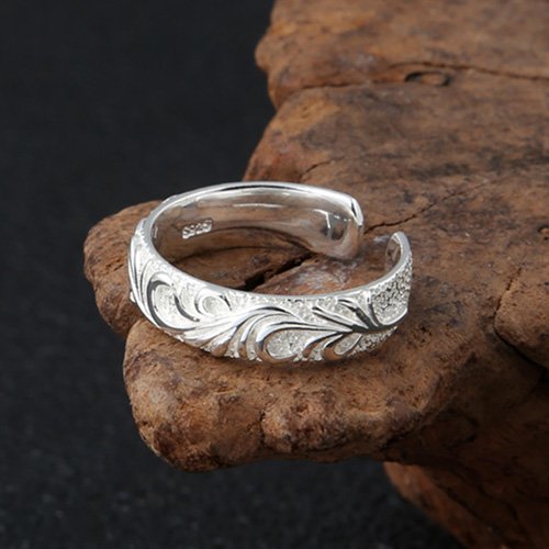 Sterling Silver Ivy Pattern Wrap Ring