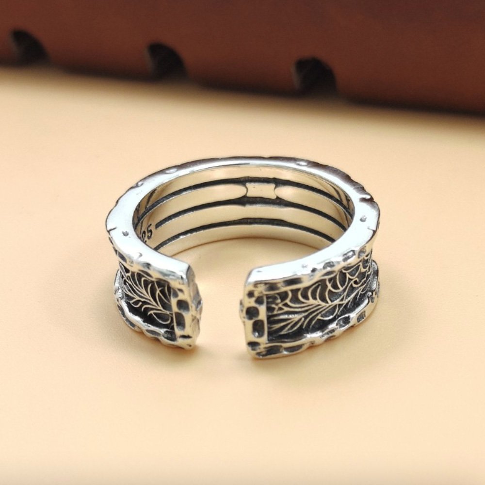 Sterling Silver Ivy Pattern Wrap Ring