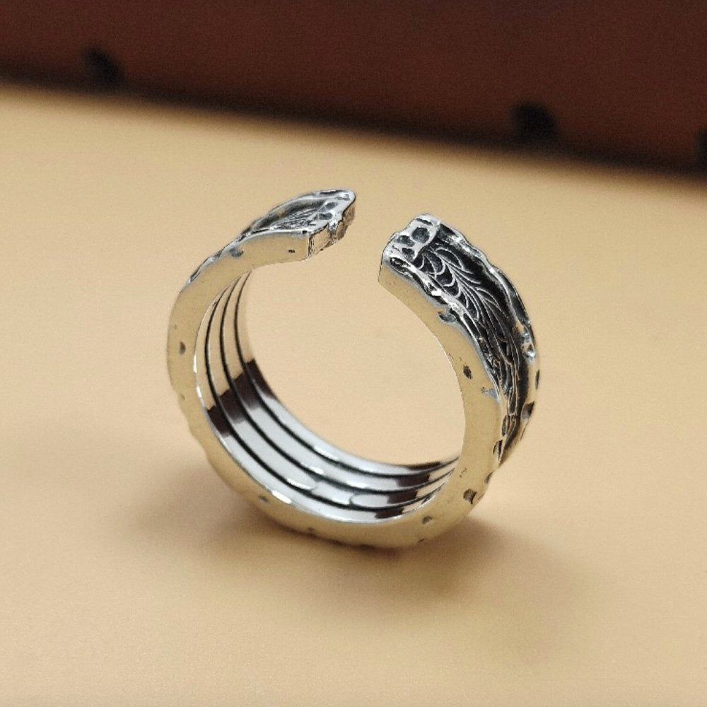 Sterling Silver Ivy Pattern Wrap Ring