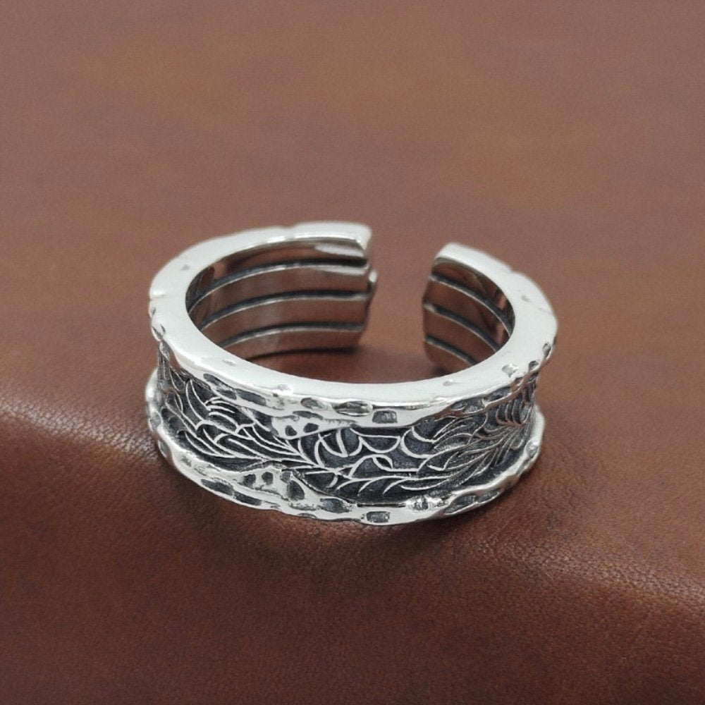 Sterling Silver Ivy Pattern Wrap Ring