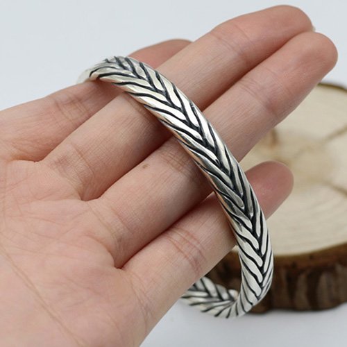 Sterling Silver Men's Braided Cuff Bracelet